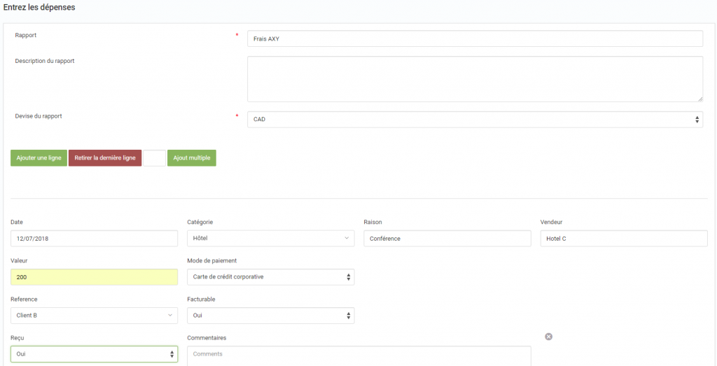Expenses screenshot FR