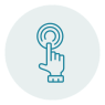 Hand pressing a digital button icon representing employee self-service and easy s