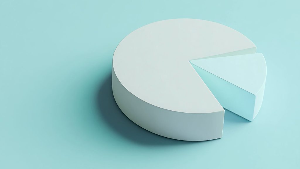 3D pie chart with one section separated, representing reporting, analytics, or data insights.