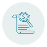Document with a magnifying glass and dollar symbol, representing payroll review or compensation analysis.